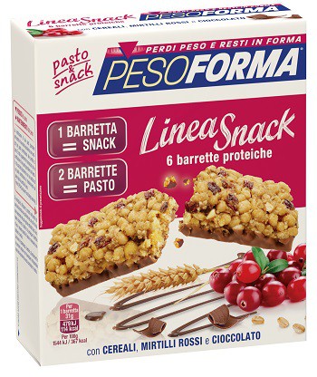 PESOFORMA LINEA SNACK CEREALI MIRTILLI ROSSI 6 BARRETTE DA 31 G