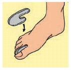 DISTANZIATORE STUDIATO PER LE DITA DEI PIEDI FABBRICATO IN GEL POLIMERICO A LEGAMI INCROCIATI