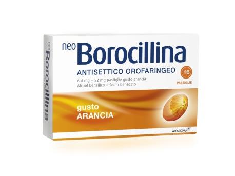 NEOBOROCILLINA ANTISETTICO OROFARINGEO*16 pastiglie 6,4 mg + 52 mg arancia