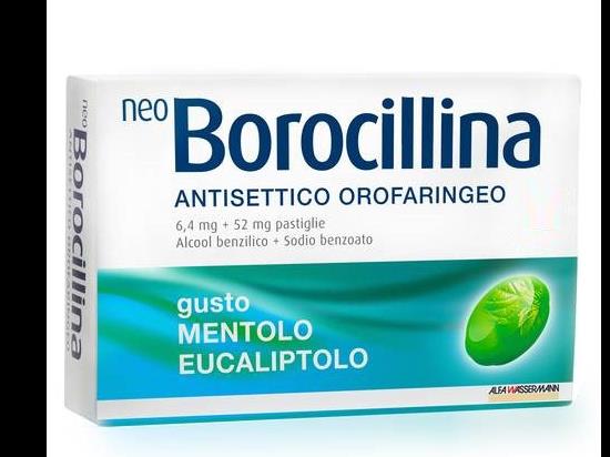 NEOBOROCILLINA ANTISETTICO OROFARINGEO*16 pastiglie 6,4 mg + 52 mg mentolo eucaliptolo