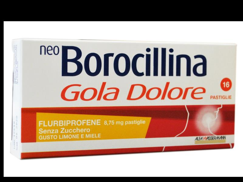NEOBOROCILLINA GOLA DOLORE*16 pastiglie 8,75 mg limone e miele senza zucchero