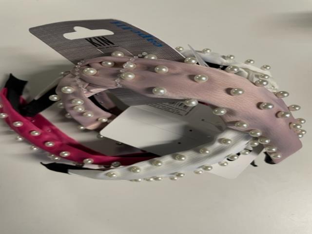 CERCHIETTO TESSUTO PERLE KOH-I-NOOR ROSA FUXIA BIANCO