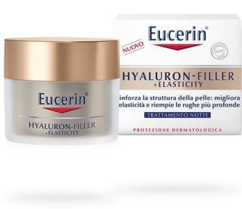 EUCERIN HYALURON-FILLER + ELASTICITY Crema Notte Rafforza la struttura della pelle migliorandone l'elasticità e riempiendo le rughe più profonde dall'interno. La formula unica ed innovativa regala mol