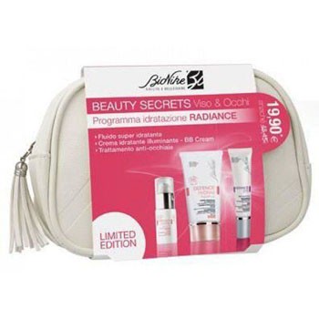BioNike BEAUTY SECRETS Viso & Occhi Programma idratazione Radiance. La pochette comprende: -Defence Hydra 5 Booster -Defence Hydra 5 Radiance BB Cream -Defence Eye Anti-occhiaie Defence Hydra 5 Booste