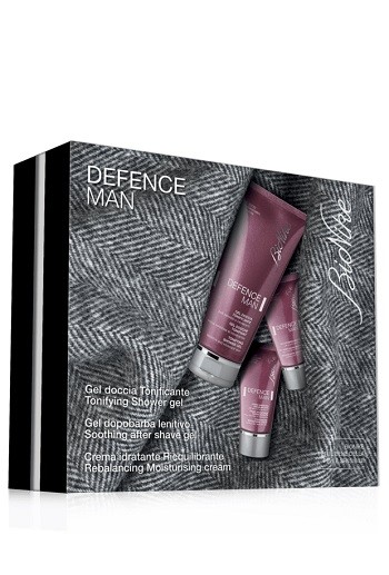 BioNike DEFENCE MAN Prodotto consigliato per: • detersione: il "Gel doccia tonificante" è indicato per detergere la cute anche sensibile e intollerante; • protezione: il "Gel dopobarba lenitivo" dona 