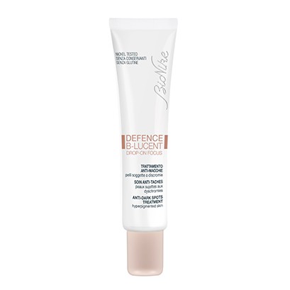 NICKEL TESTED SENZA CONSERVANTI SENZA GLUTINE BioNike DEFENCE B-LUCENT DROP-ON FOCUS TRATTAMENTO ANTI-MACCHIE Formato Tubetto da 15 ml Cod. 11462