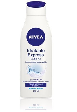 NIVEA Idratante Express CORPO Assorbimento extra rapido Trattamento quotidiano per il corpo che dona freschezza e idratazione, mantenendo la pelle morbida a lungo. Arricchita con agenti idratanti, min
