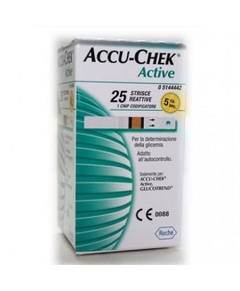 ACCU-CHECK Active STRISCE REATTIVE Prodotto progettato per essere facile da maneggiare e per consentire il dosaggio senza l'uso di uno strumento. Piccola dimensione del campione: il prodotto richiede 