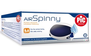 AIR Spinny Aerosol a pistone Dotato di ampolla Sidestream che consente di ottenere una profonda penetrazione del farmaco all'interno delle vie respiratorie (permette che un maggior numero di particell