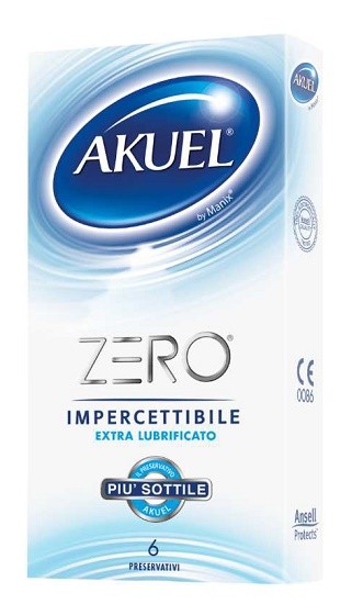 AKUEL ZERO Profilattici impercettibili, extra lubrificati. Larghezza: fino a 52 mm Lunghezza: fino a 180 mm Formato 6 pezzi.