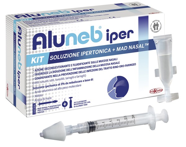 ALUNEB KIT SOLUZIONE IPERTONICA 3% + MAD NASAL ATOMIZZATORE
