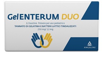 ANGELINI Gel ENTERUM DUO TANNATO DI GELATINA E BATTERI LATTICI TINDALIZZATI 250 mg/12 mg Destinazione d’uso Il dispositivo medico è destinato al ripristino delle funzioni fisiologiche delle pareti int