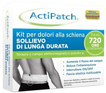 ActiPatch Kit per dolori alla schiena SOLLIEVO DI LUNGA DURATA Terapia a campo elettromagnetico pulsato Totale 720 ORE di trattamento • Aumenta il flusso del sangue • Riduce l'infiammazione • Interrut